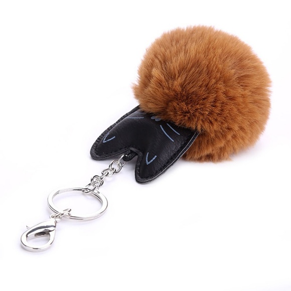 Brown Pompom Kitty Keychain - Picture 2 of 3